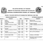 GATCE Exam Timetable May 2026 NECTA